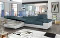 Coltar extensibil stanga 4 locuri ELTAP, Armd-68, Armando, 289x203x85 cm, lemn/poliester, albastru/alb