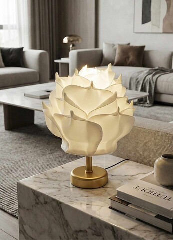 Lampa de masa, L'essentiel Maison, 627GNT1020, Alb / Aur antic