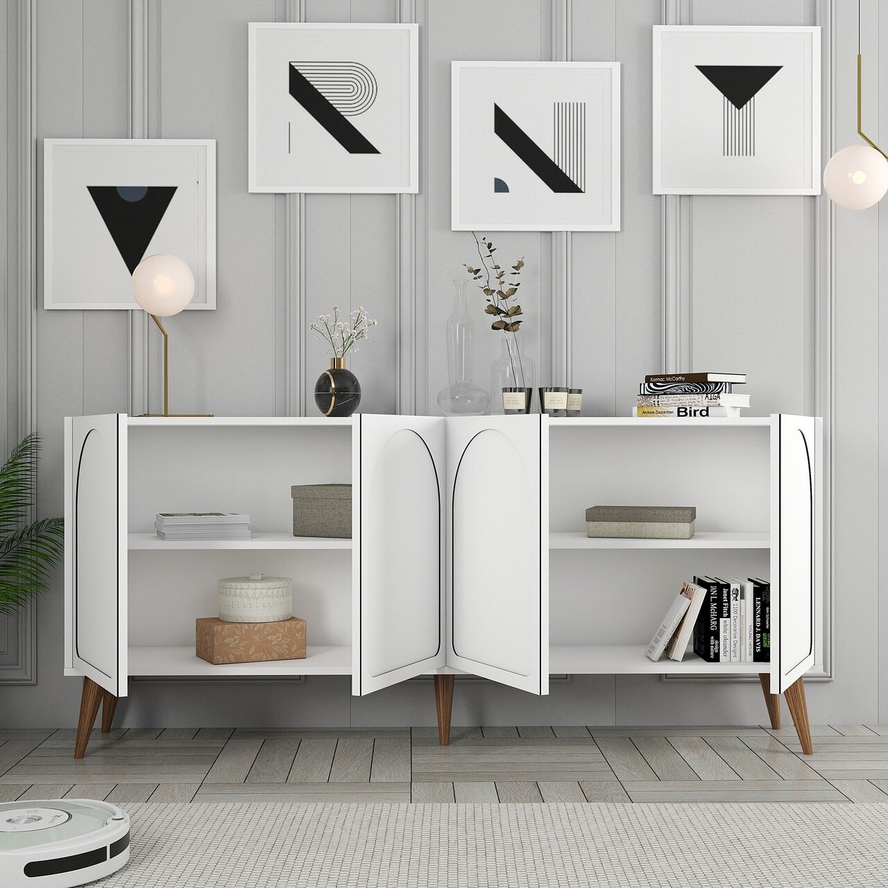 Consola, Hommy Craft, Lyon 81, 180x81x35 cm, PAL, Alb/Maro - 2 | YEO