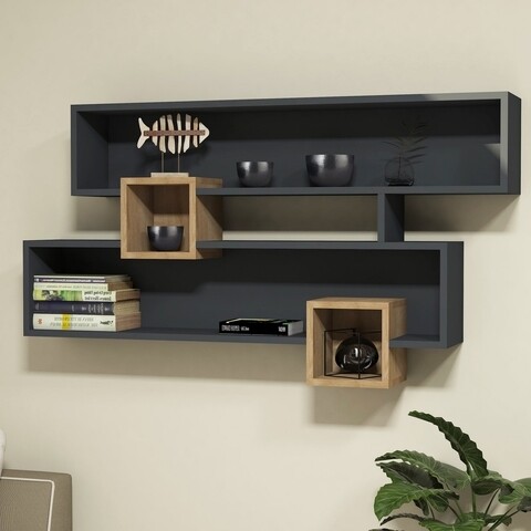 Raft pentru perete Karen, Puqa Design, 75x22x120 cm, antracit Mobilier si saltele