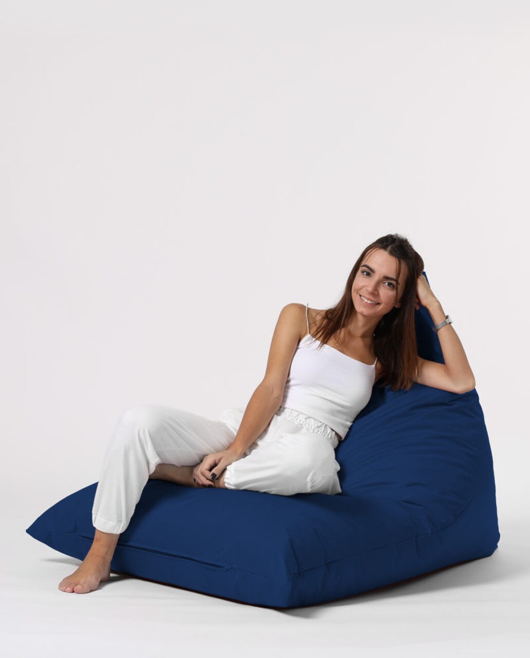 Fotoliu Puf, Bean Bag Ferndale, Pyramid Bed, 145 Cm, Poliester Impermeabil, Albastru Inchis