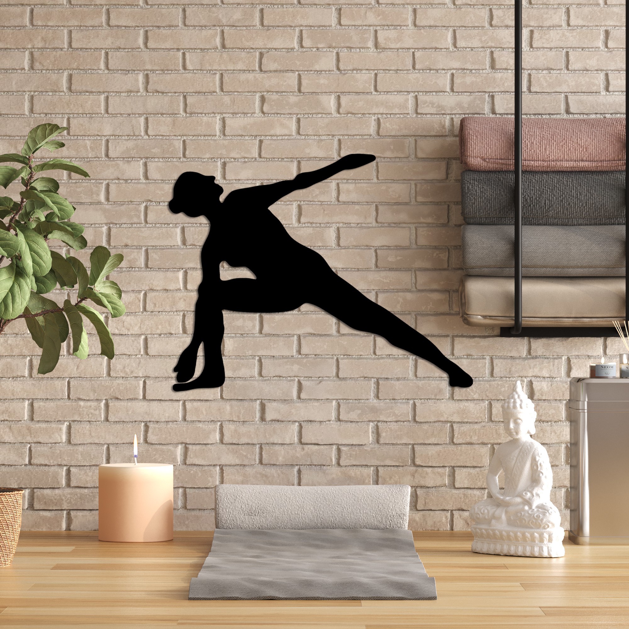Decoratiune de perete, Yoga 17, Dimensiune: 55 x 44 cm, Negru
