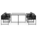 Set 4 scaune si masa dining, Reims, otel, negru/gri