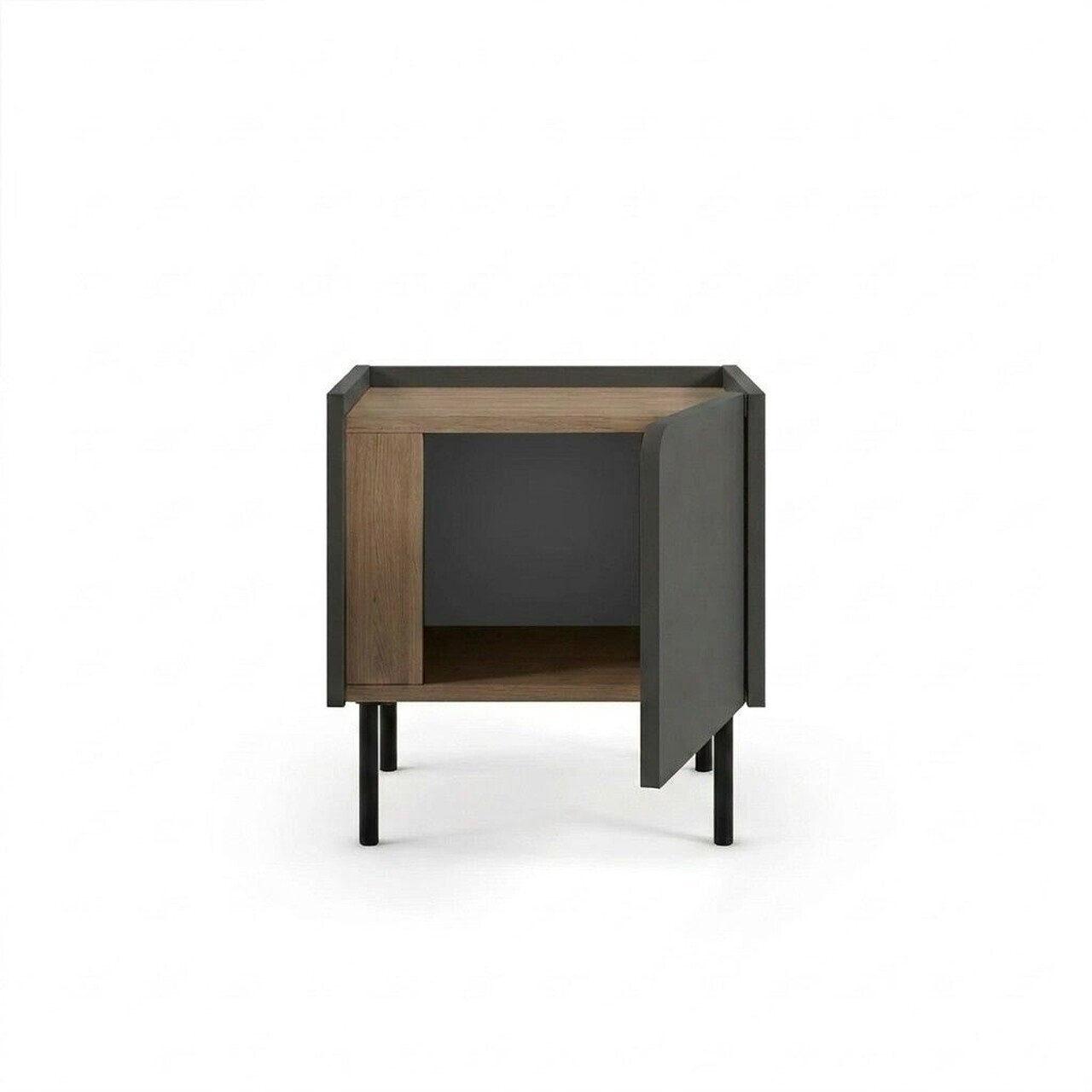 Noptiera, Hanah Home, Lucile, 45.5x47.8x35 cm, PAL, Stejar Sepet / Antracit / Negru — imaginea 6