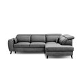 Coltar extensibil dreapta 4 locuri ELTAP, RT-06LO, Noble, 255x201x100 cm, lemn/poliester, gri inchis