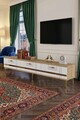 Comoda TV, Hanah Home, Ilay, 180x41x30 cm, Stejar Safir / Alb / Auriu