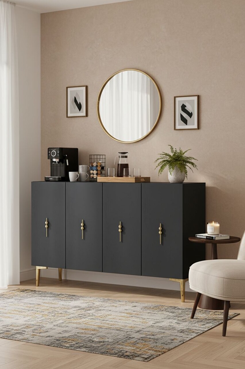 Consola, Hanah Home, Salkım 120, 120x79x32 cm, Antracit / Aur - view 3