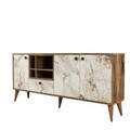 Consola, Hommy Craft, Napoli, 180x81x35 cm, PAL, Marmură albă/Nuc
