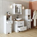 Set Dulap de Baie cu Chiuvetă și Oglindă (4 Piese), Hanah Home, 2410, MDF-LAM, Alb mat