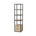 Corp biblioteca, Retricy, Robbins, 39x39x160 cm, PAL, Negru / Stejar