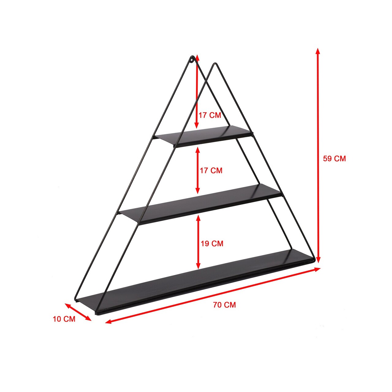 Raft de perete, Puqa Design, Cara, 60x9x70 cm, Metal, Negru