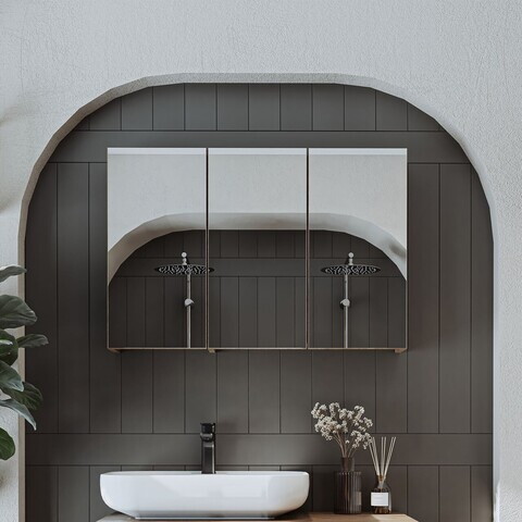 Dulap de baie cu oglindă, Hanah Home, 2214, 90x60x14.2 cm, MDF, Maro