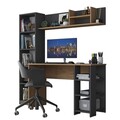 Set birou si biblioteca, Rani, HA125, 120x73 cm, PAL, Nuc / Antracit