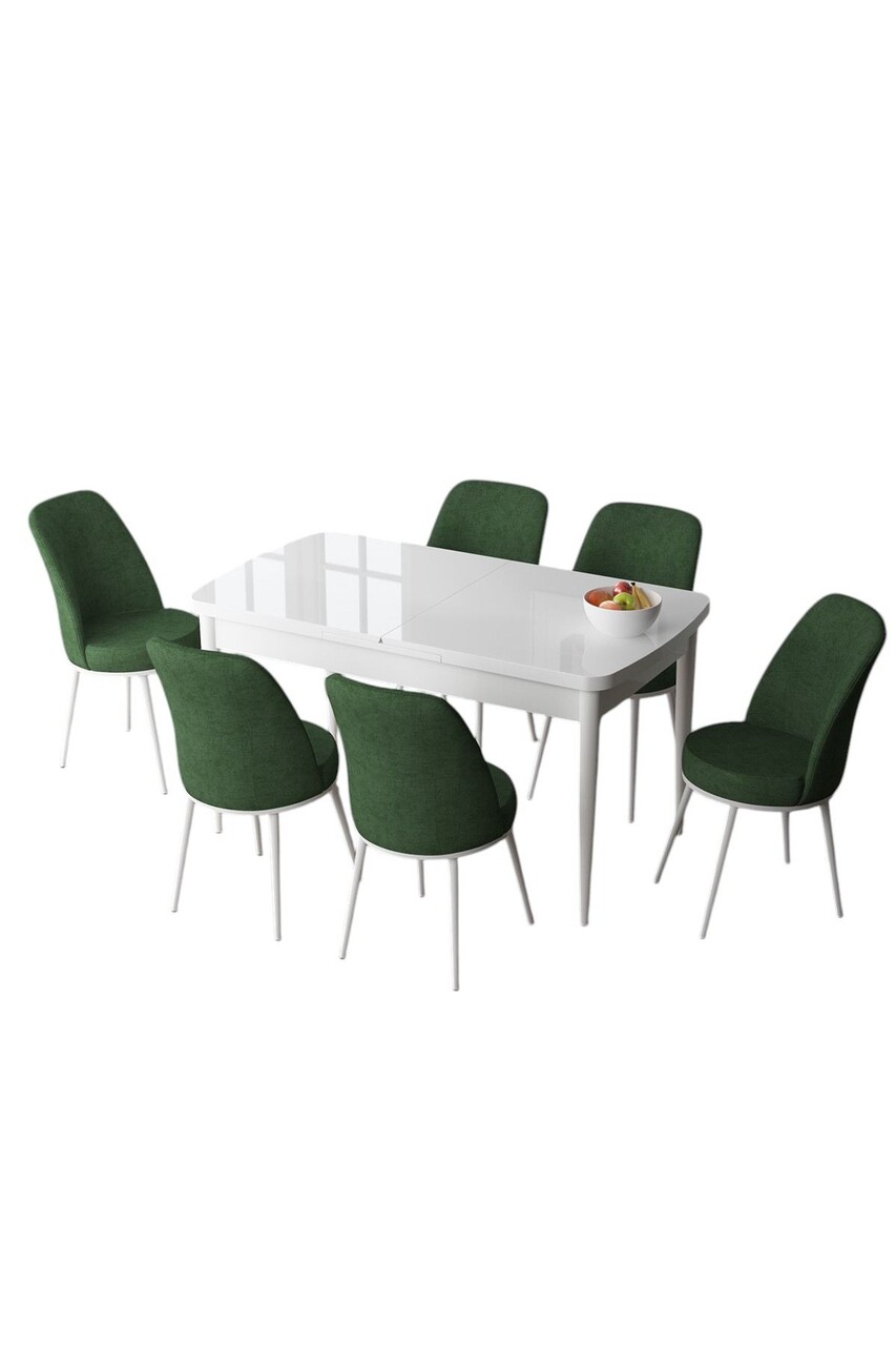 Set masa extensibila si scaune, Hanah Home, Zen, Alb / Kaki - view 2