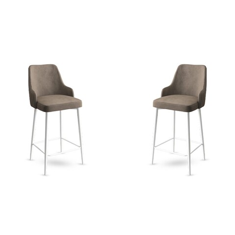 Set scaun de bar (2 bucăți), Charlotte, Enox, Metal, Cappuccino / Alb