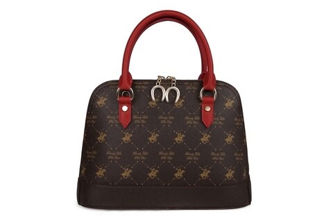 Geanta Beverly Hills Polo Club, 710, piele ecologica, maro/rosu 710