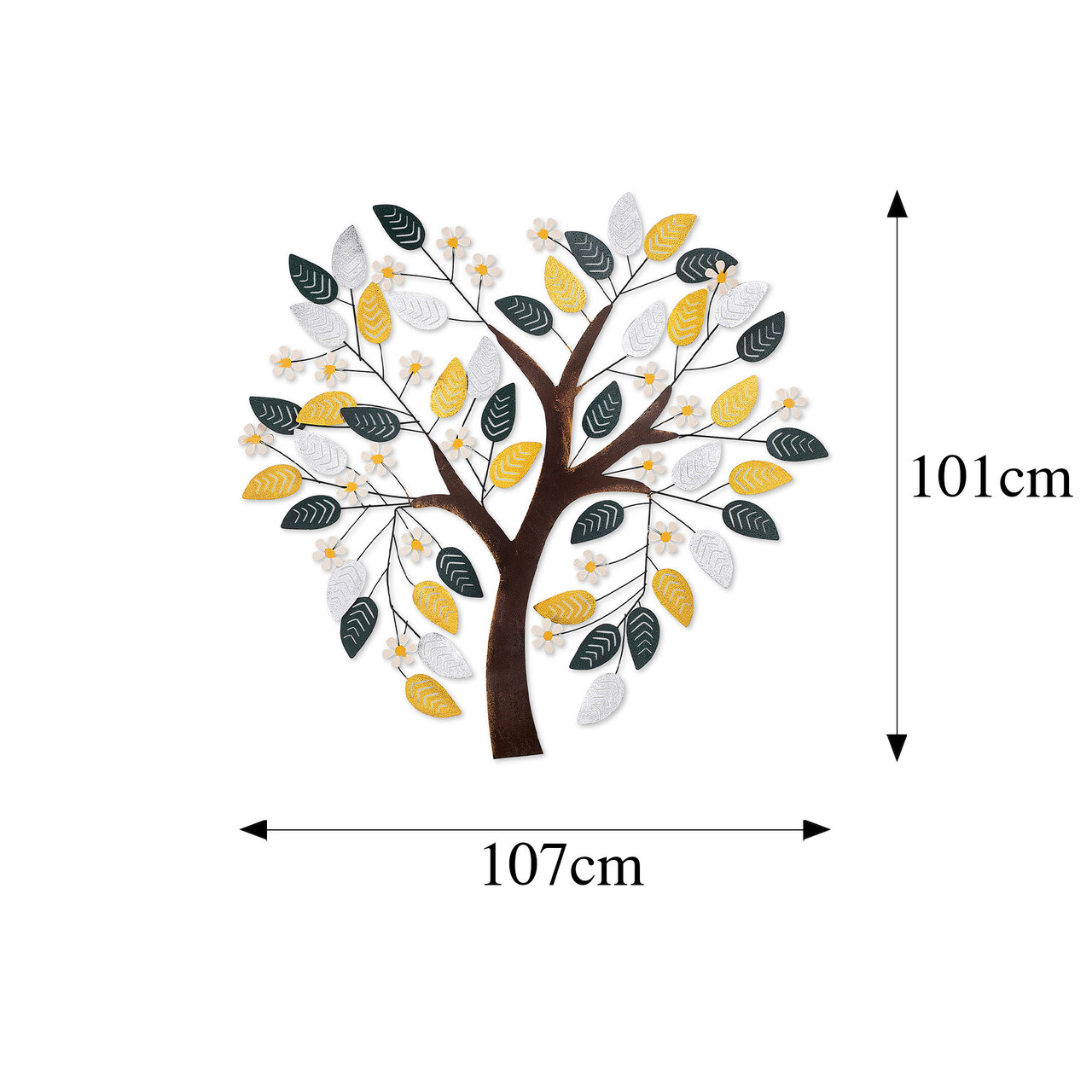 Decoratiune de perete, Kalp Ağaç, Metal, Dimensiune: 107 x 101 cm, Multicolor