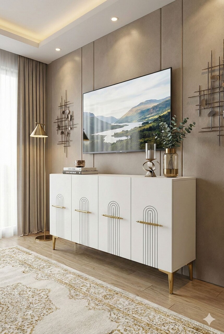 Consola, Hanah Home, Ida 120, 120x79x32 cm, Alb/Auriu - view 2