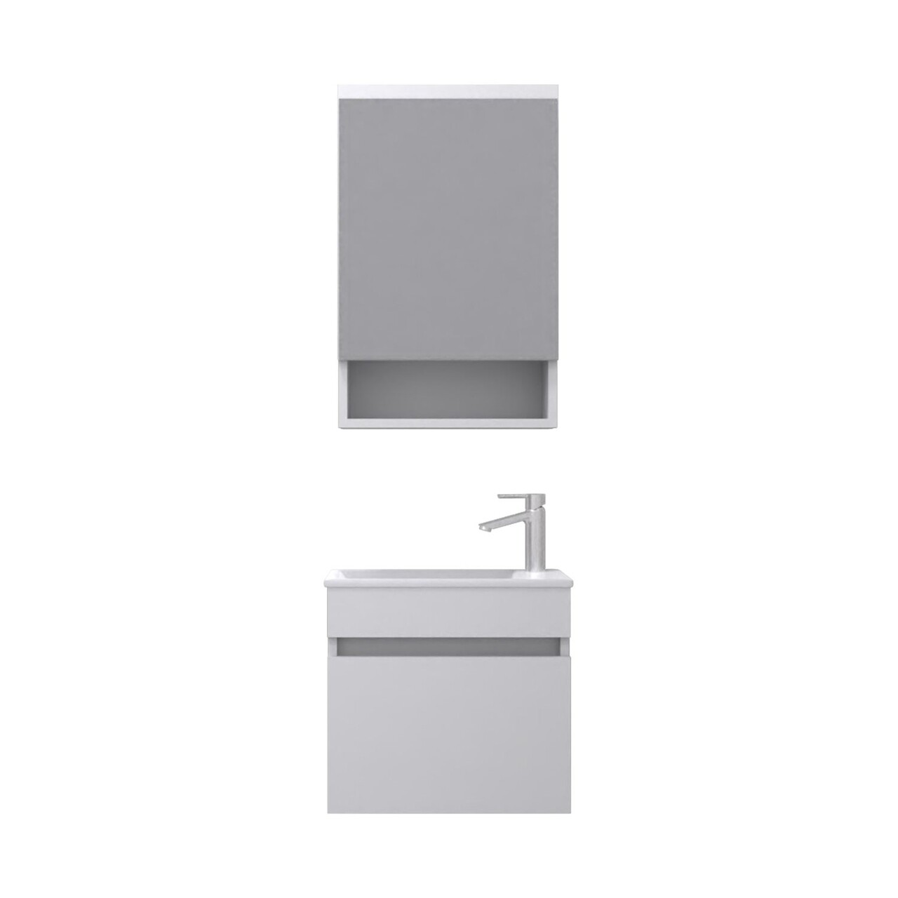 Set mobilier de baie (2 piese), Hanah Home, Pıccolo 50, Alb mat - view 5
