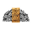Decoratiune de perete, Flower 4, 50% lemn/50% metal , Dimensiune: 88 x 58 x 3 cm, Negru