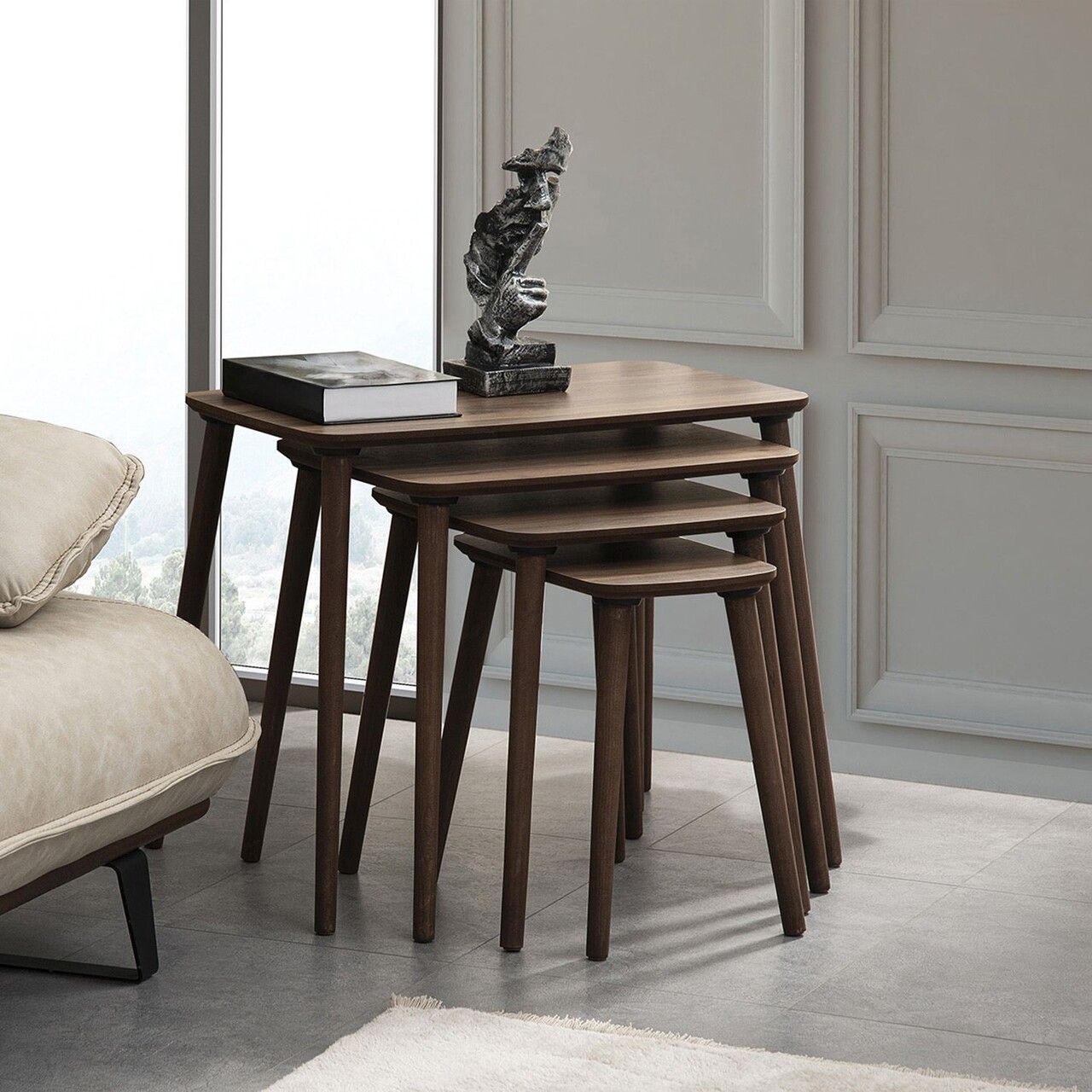 Set masute Nesting 4 piese, Hanah Home, Luci, Maro - imagine 3