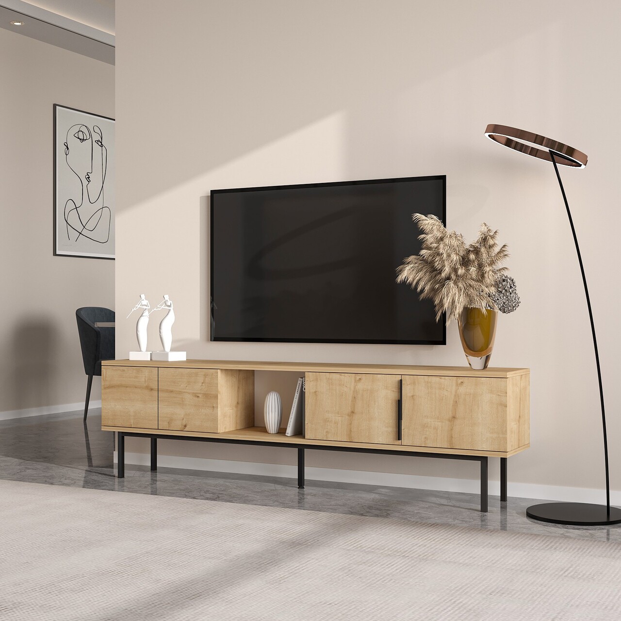Comoda TV, Odessa, Ramsey, 180x50x29.6 cm, Maro - 1 | YEO