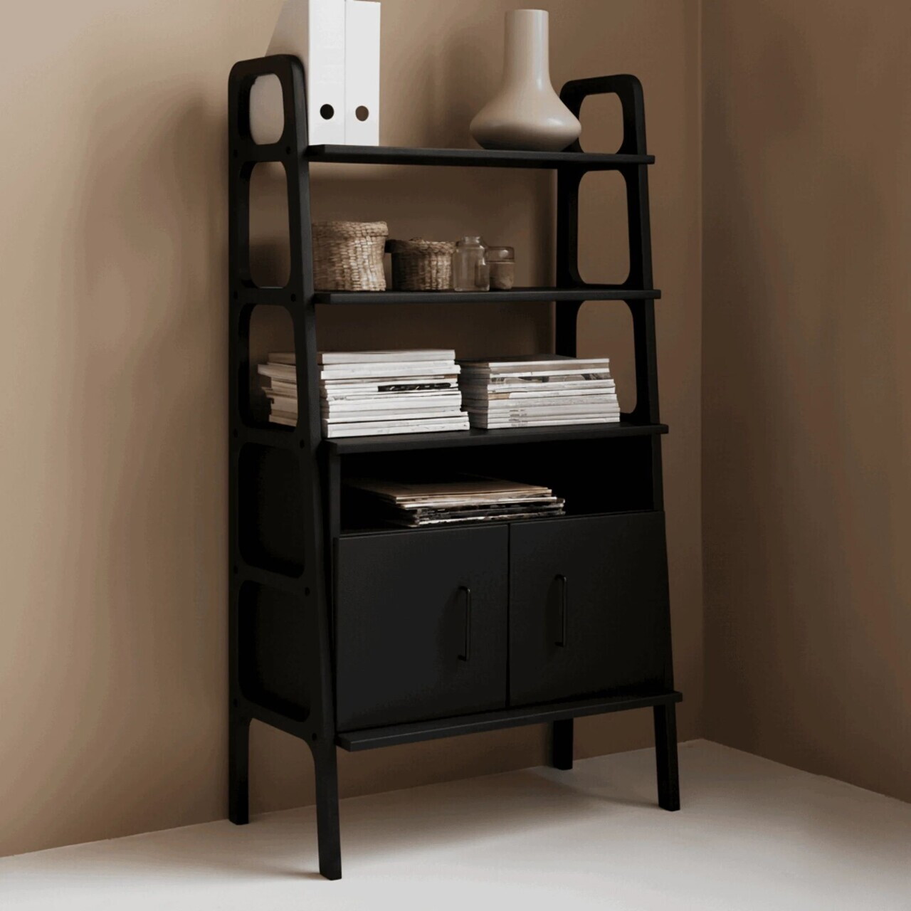 Corp biblioteca, Hanah Home, CPT4671-75, 75x140x40 cm, PLACAJ CARPEN, Negru