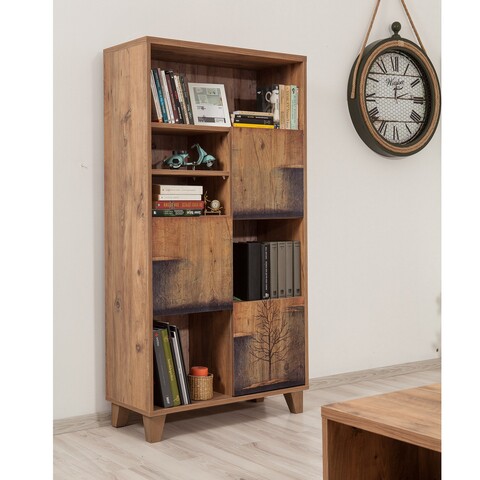Biblioteca, Sapphire, Marina Flora – 753, 80 x 155 x 36 m, pal melaminat, maro 155