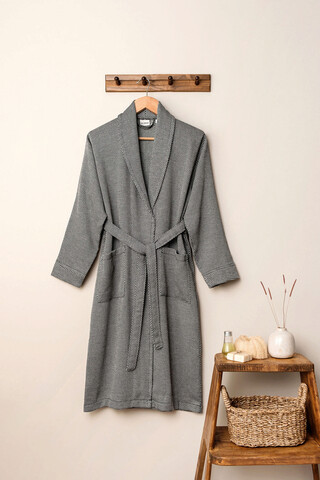 Halat de baie unisex, DC Home, Likya, Bumbac, Alb negru DC Home