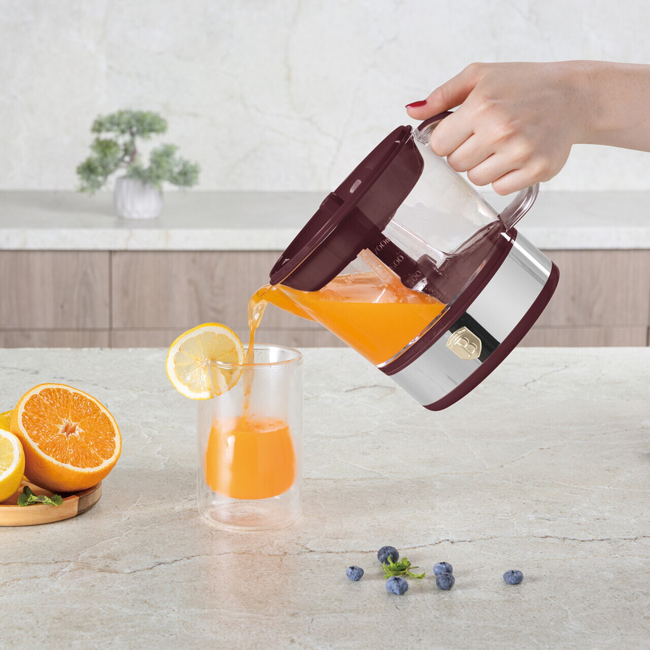 Storcator electric de citrice Berlinger Haus, Leonardo, 40W, 700 ml, plastic/inox, visiniu mat - imagine 3