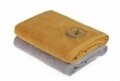 Set 2 prosoape de baie, Beverly Hills Polo Club, 70x140 cm, 100% bumbac, mustar/gri