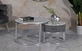 Set 2 masute de cafea Greys, Mauro Ferretti, 70x45 cm, 50x40 cm, lemn de pin/MDF/metal, gri/argintiu