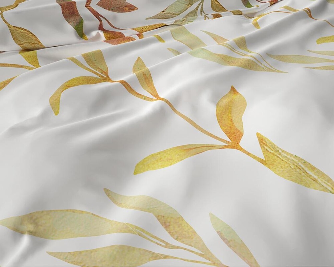 Lenjerie De Pat Dubla Satin Clover Cream, Dreamhouse, 3 Piese, 200x220 Cm, Bumbac Satinat, Multicolora