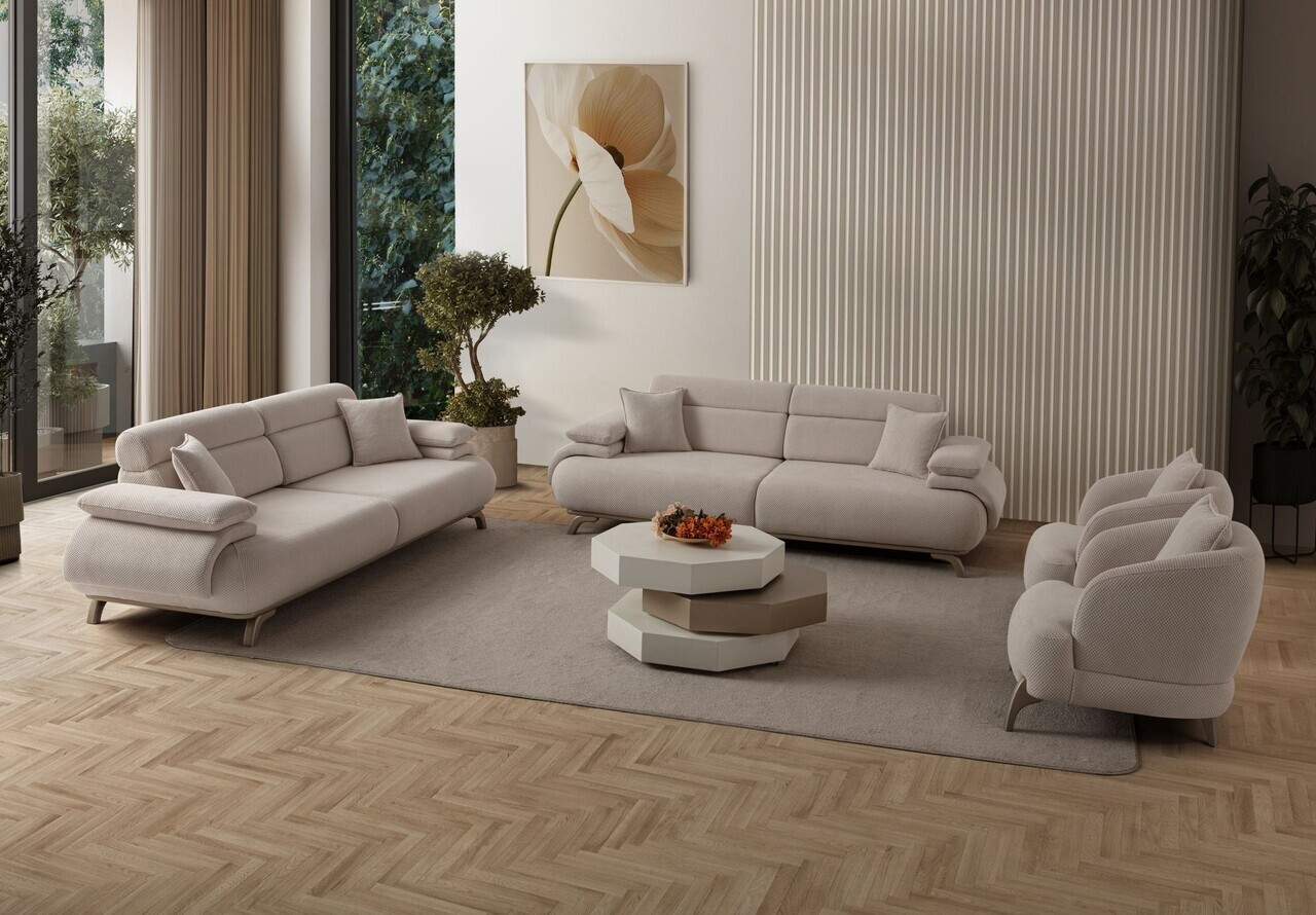 Canapea 3 locuri, Atelier del Sofa, 752EST1135, Lemn de carpen/PAL melaminat, Bej - view 6