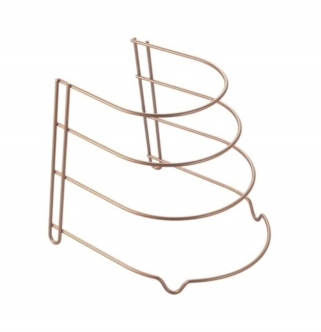 Stativ pentru depozitare 4 tigai canyon copper, metaltex, 25 x 27 x 23 cm, metal/invelis polytherm