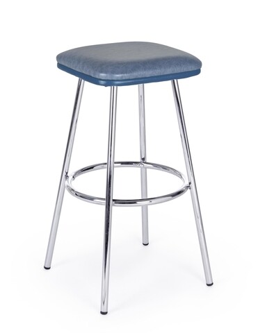 Scaun de bar Agnes, Bizzotto, piele ecologica, 38x38x75 cm, albastru 38x38x75