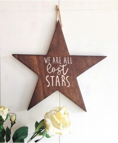 Decoratiune de perete, All Stars, 35x35x2 cm, Placaj , Nuc