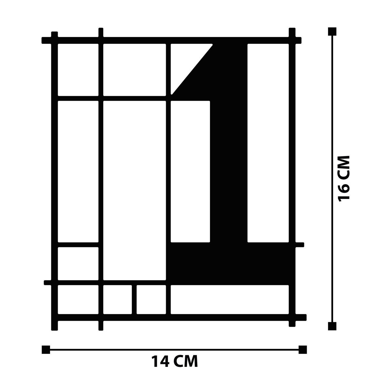 Numar casa pentru poarta/usa One, metal, 14 x 16 cm, negru, cifra 1