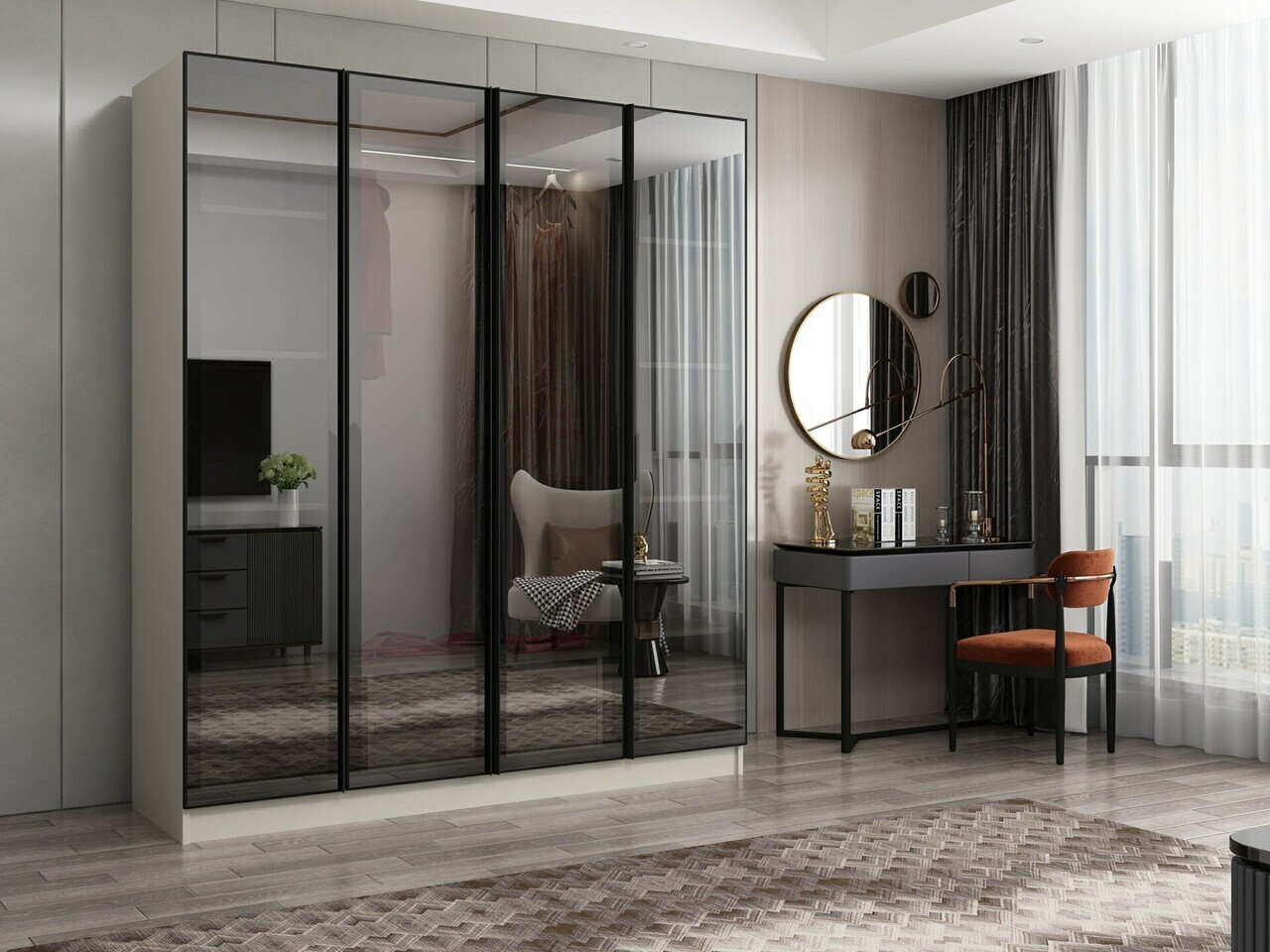 Dulap pentru haine, Hanah Home, Nisa, 180x210x52 cm, Gresie — imaginea 2