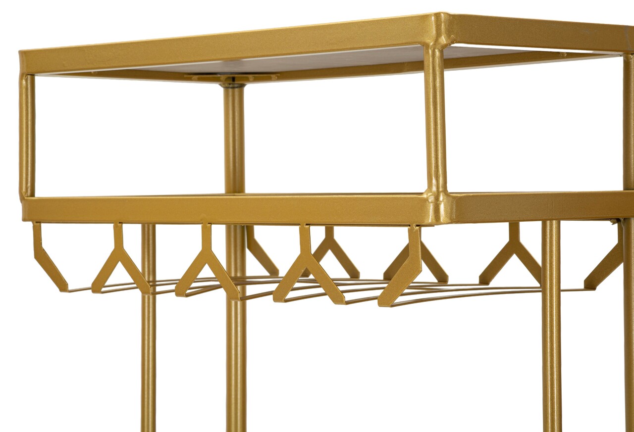 Masa de bar, Mauro Ferretti, Luxy, 120x45x150 cm, metal/imitatie de marmura, auriu/alb - imagine 6