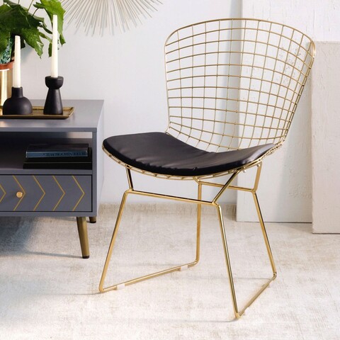 Scaun Industrial, Homla, 58x54x80 cm, metal/piele ecologica, auriu