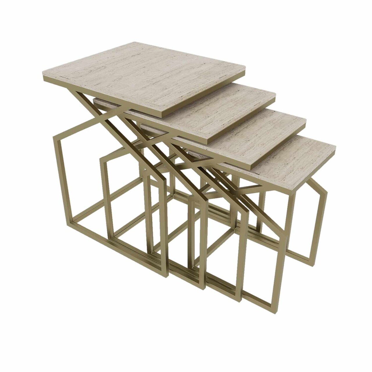 Set masute Nesting 4 piese, Hanah Home, Uygar, Maro antichizat — imaginea 3