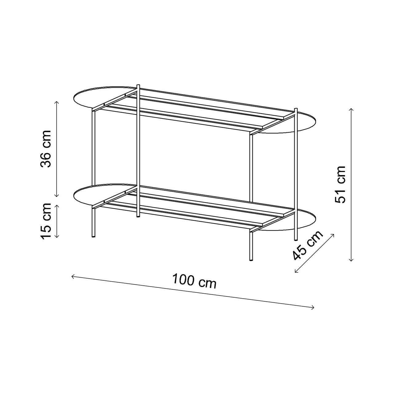 Masuta de cafea, Hanah Home, Shb-014, 100x45x51 cm, Negru - imagine 6