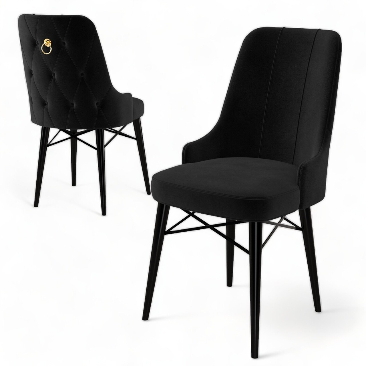 Set de scaune, Charlotte, Pare, Metal, Negru - 2 | YEO