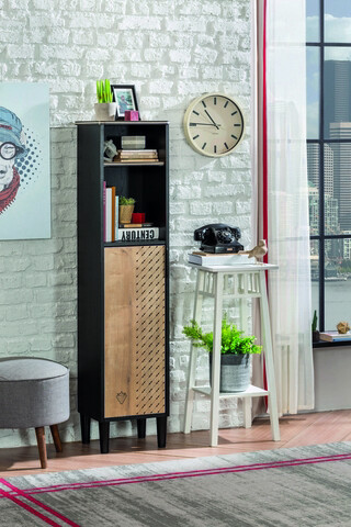 Corp biblioteca, Çilek, black bookcase, 34x146x29 cm, multicolor