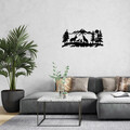 Decoratiune de perete, Wolf Pack, Metal, Dimensiune: 47 x 103 cm, Negru