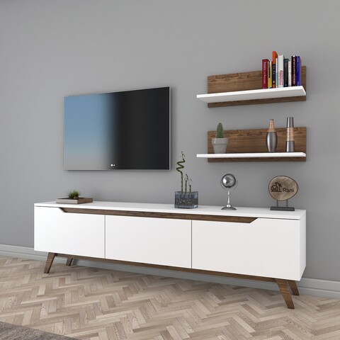 Mobilier pentru living M48 – 1053, Rani, 3 piese, 180x35x39.6 cm, alb/natural 1053