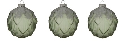 Set 3 globuri Pinecone colourflow, Decoris, Ø8 cm, sticla, verde