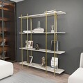 Corp biblioteca, Zena Home, Moss, 160x180x29.6 cm, PAL, Alb/Auriu