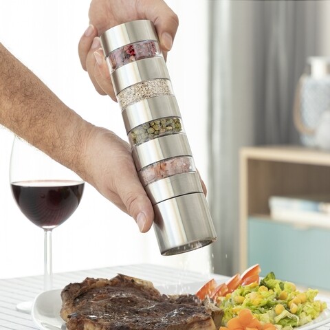 Rasnita pentru condimente 4-in-1 millmix innovagoods, 21 x 5 cm, inox/plastic/mecanism ceramic